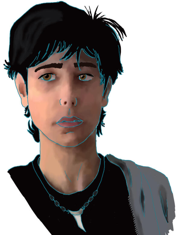 Untitled A backgroundless realistically-rendered self-portrait based on a photo from 2019.